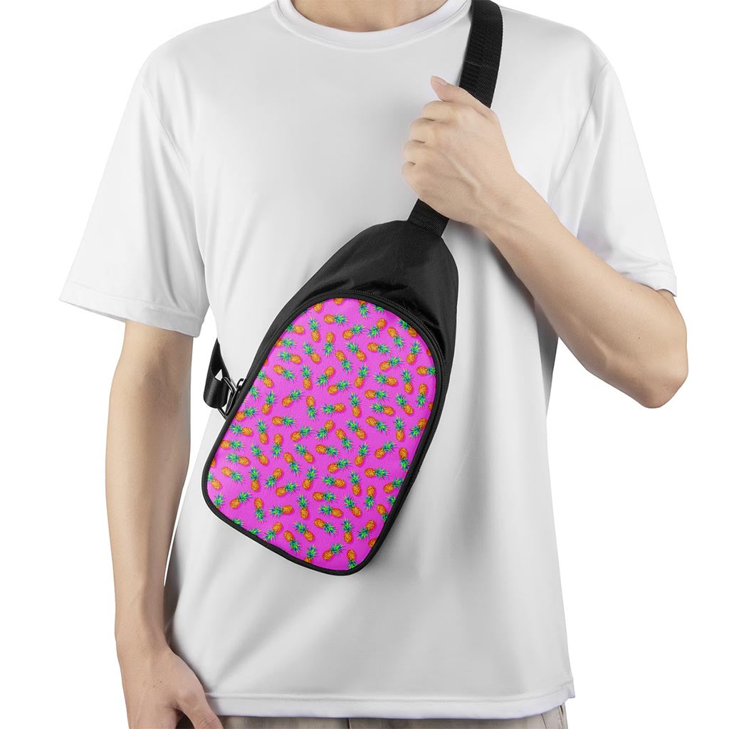 Hot Pink Pineapple Pattern Print Chest Bag