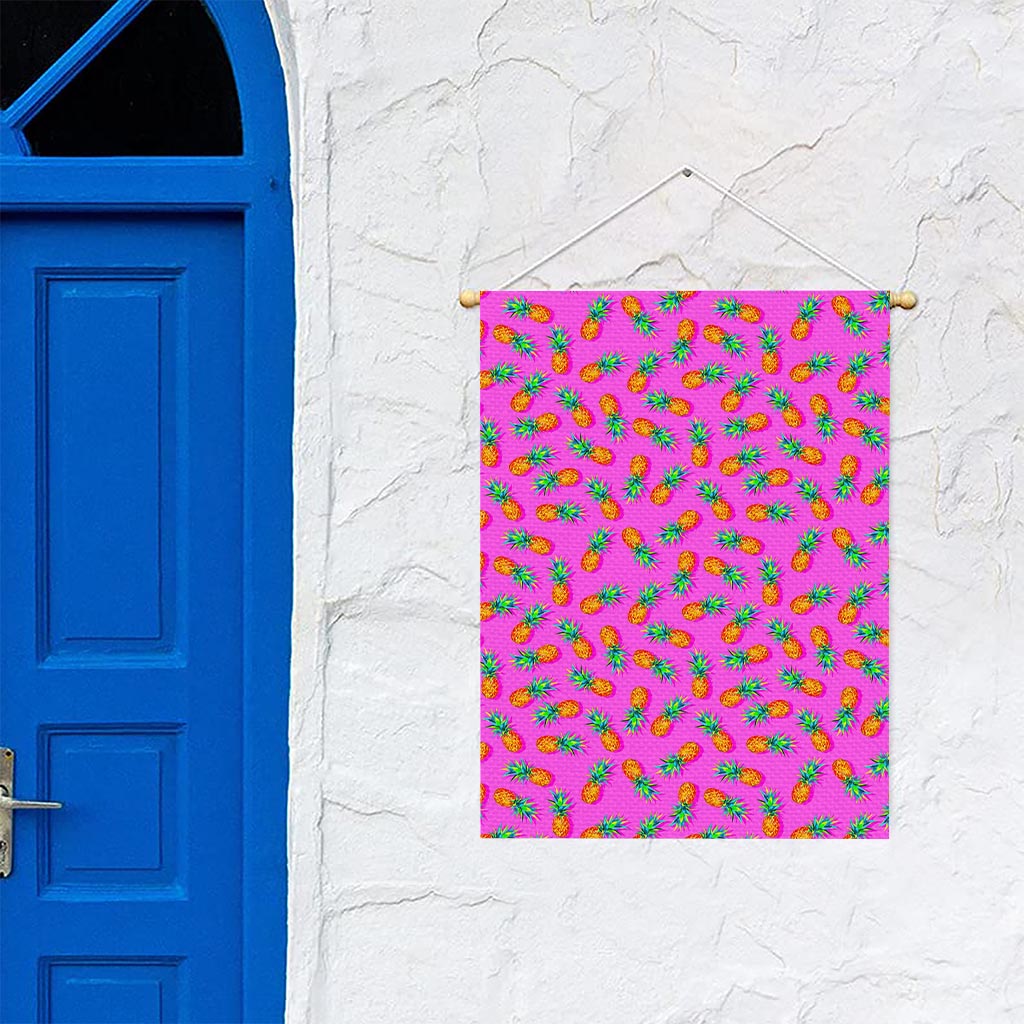 Hot Pink Pineapple Pattern Print Garden Flag