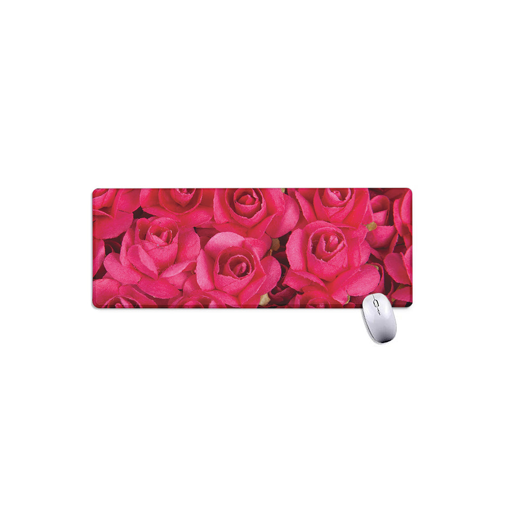 Hot Pink Rose Print Extended Mouse Pad