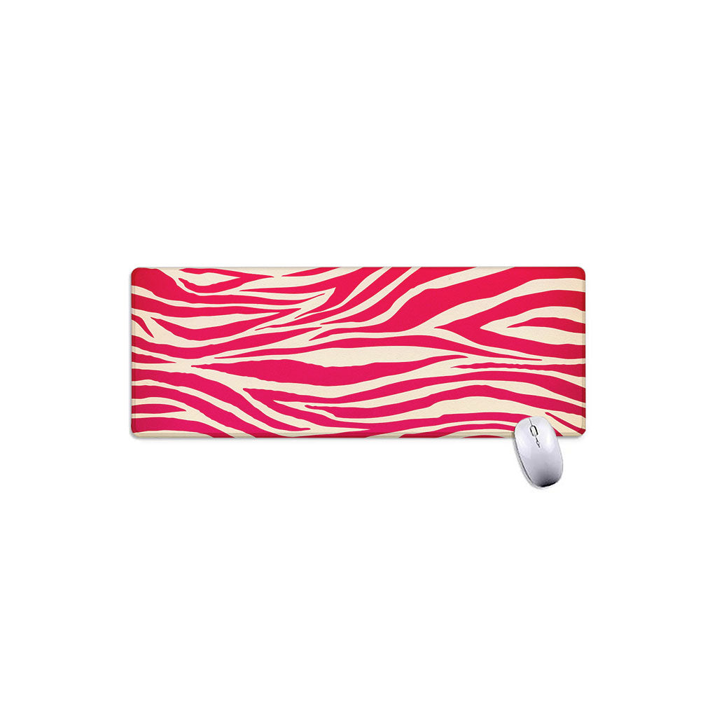 Hot Pink Zebra Pattern Print Extended Mouse Pad