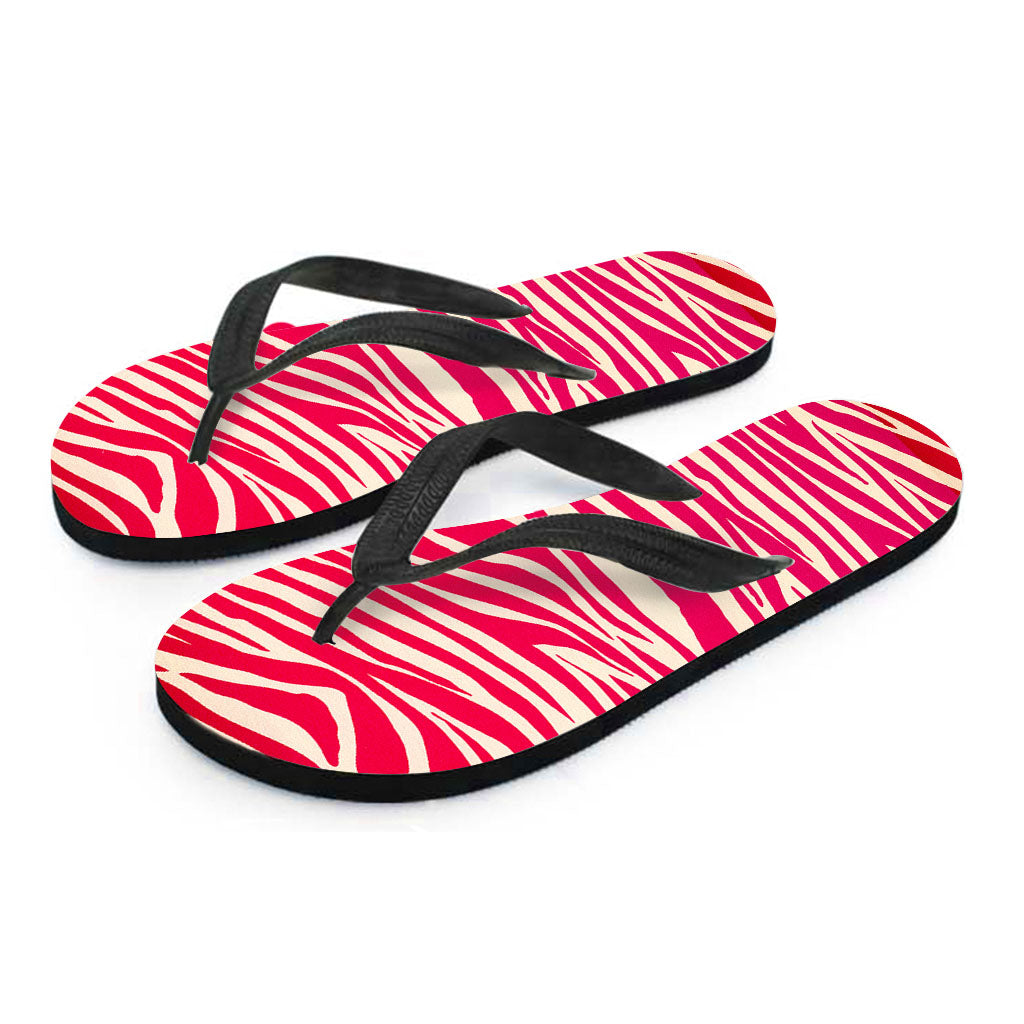 Hot Pink Zebra Pattern Print Flip Flops