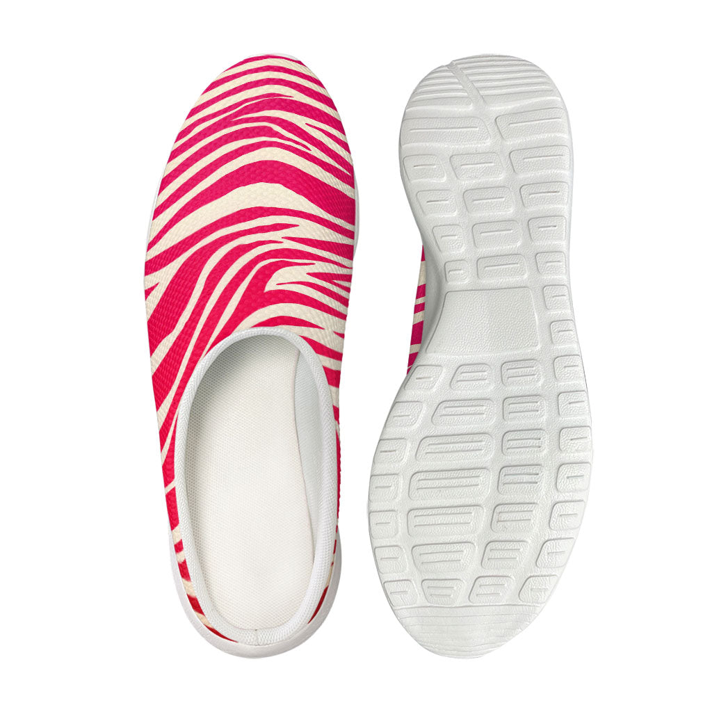 Hot Pink Zebra Pattern Print Mesh Casual Shoes