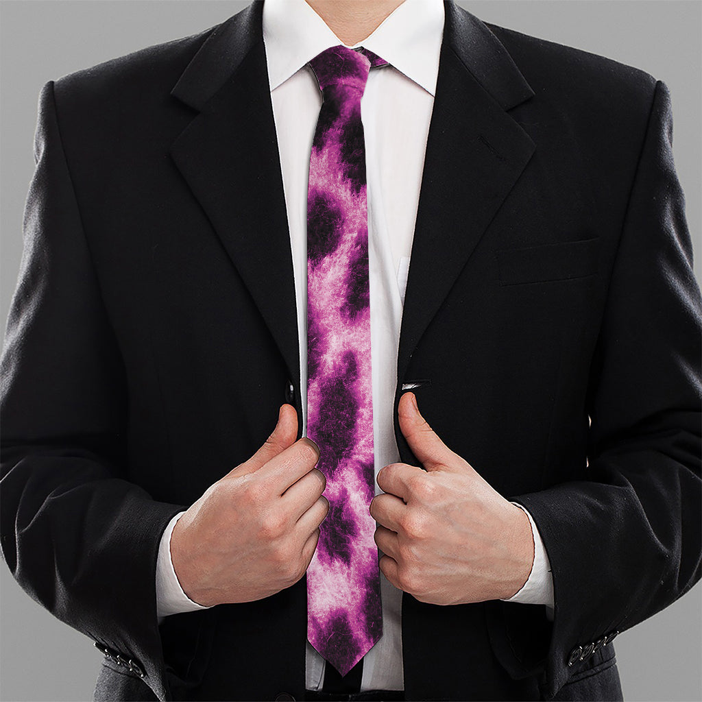 Hot Purple And Black Cheetah Print Necktie