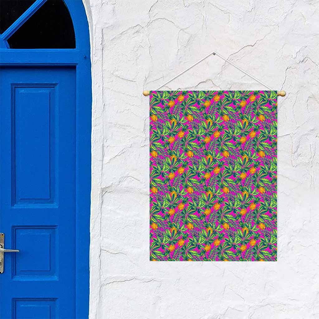Hot Purple Pineapple Pattern Print Garden Flag