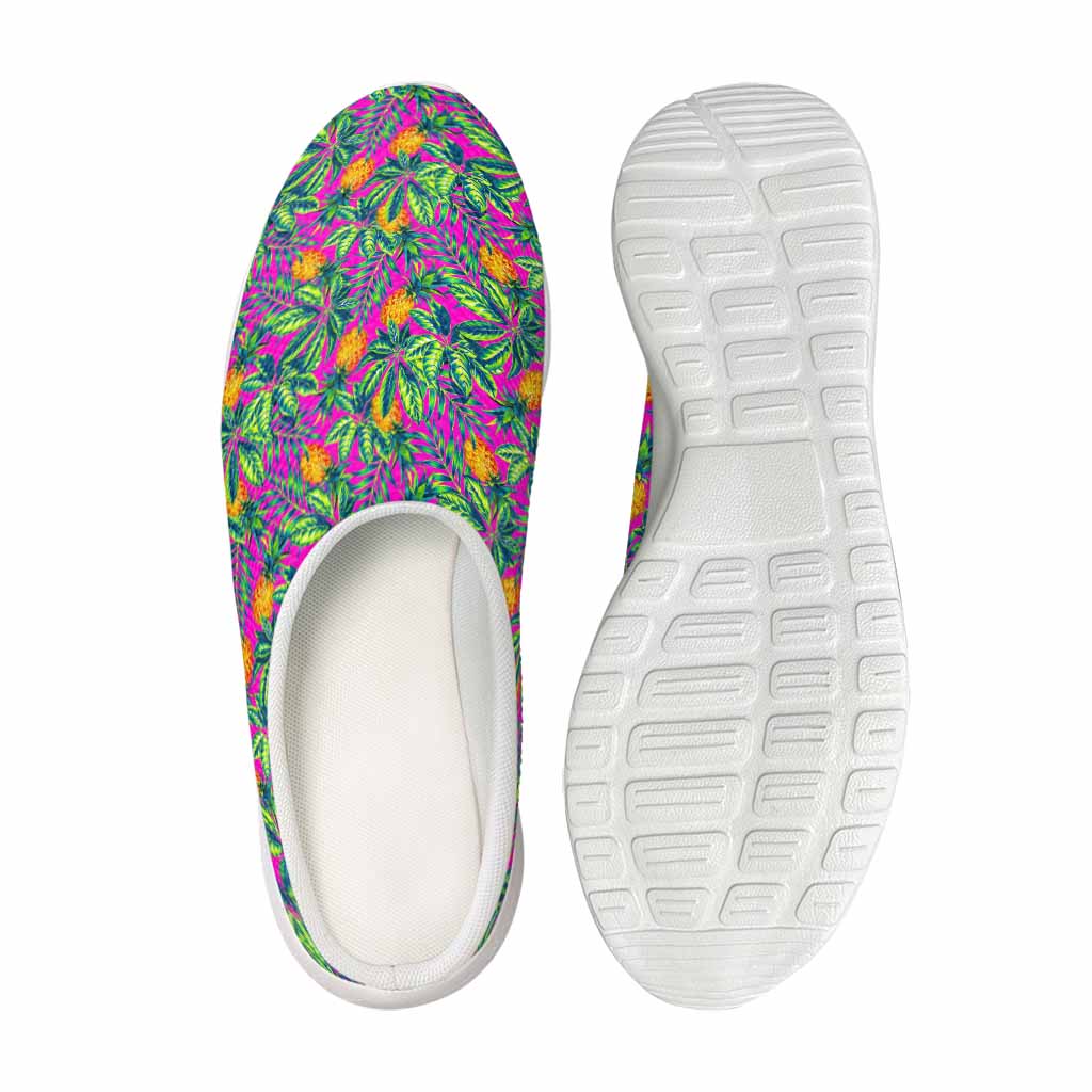 Hot Purple Pineapple Pattern Print Mesh Casual Shoes