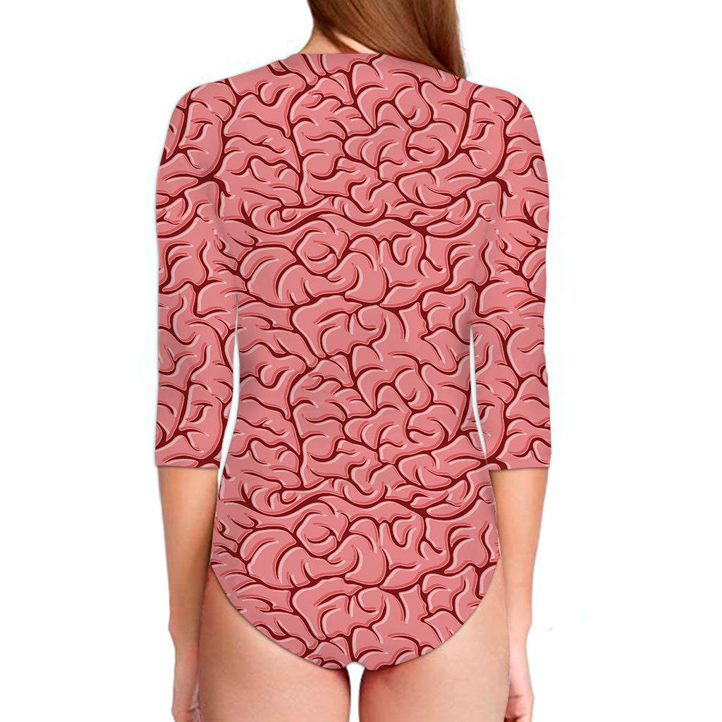 Human Brain Print Long Sleeve Swimsuit