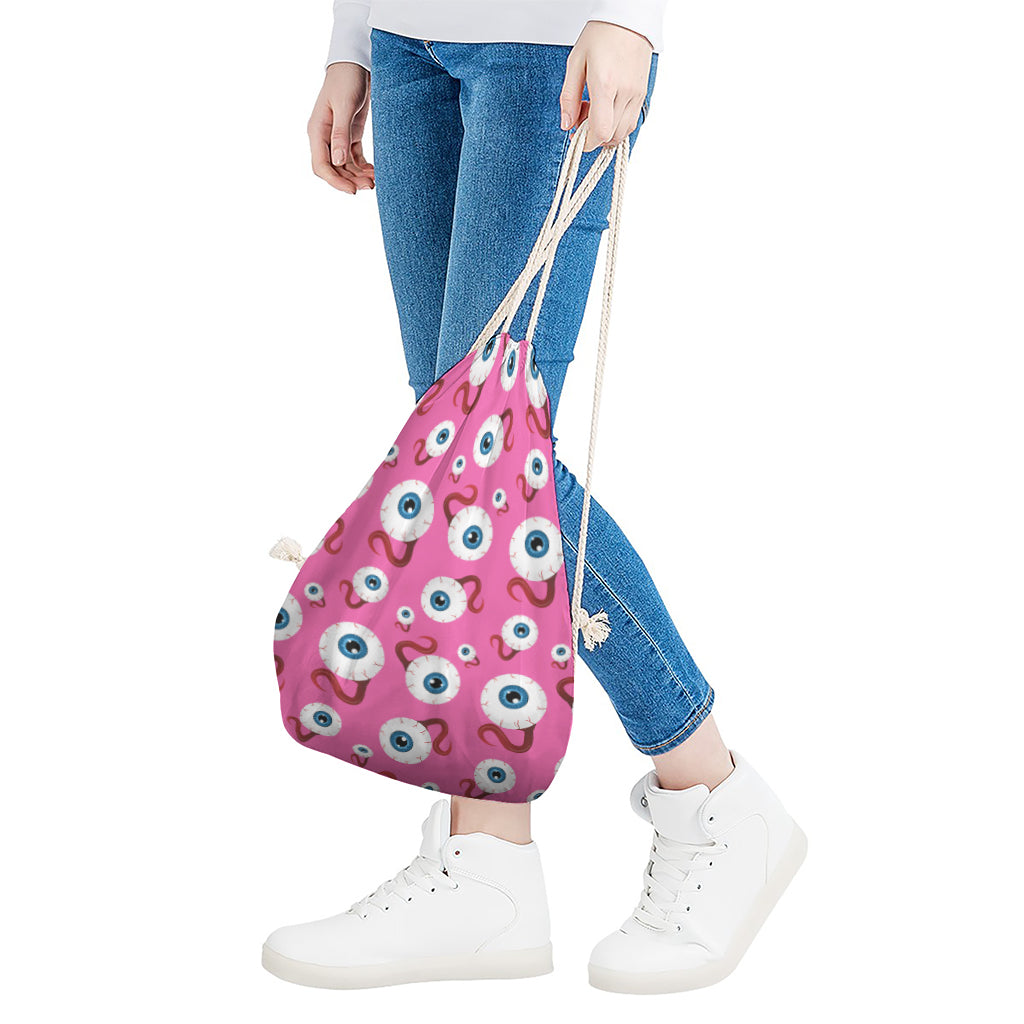 Human Eyeball Pattern Print Drawstring Bag