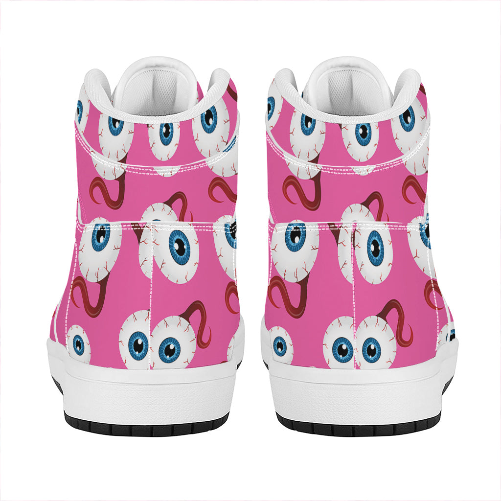 Human Eyeball Pattern Print High Top Leather Sneakers