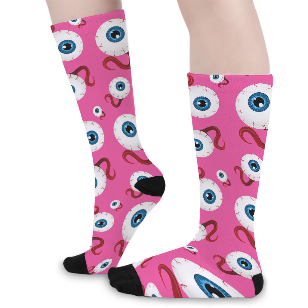 Human Eyeball Pattern Print Long Socks