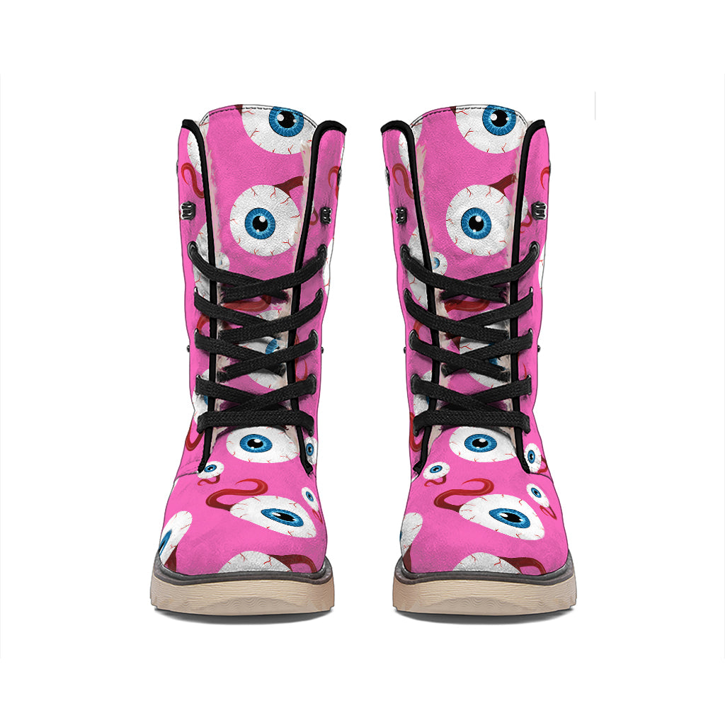Human Eyeball Pattern Print Winter Boots