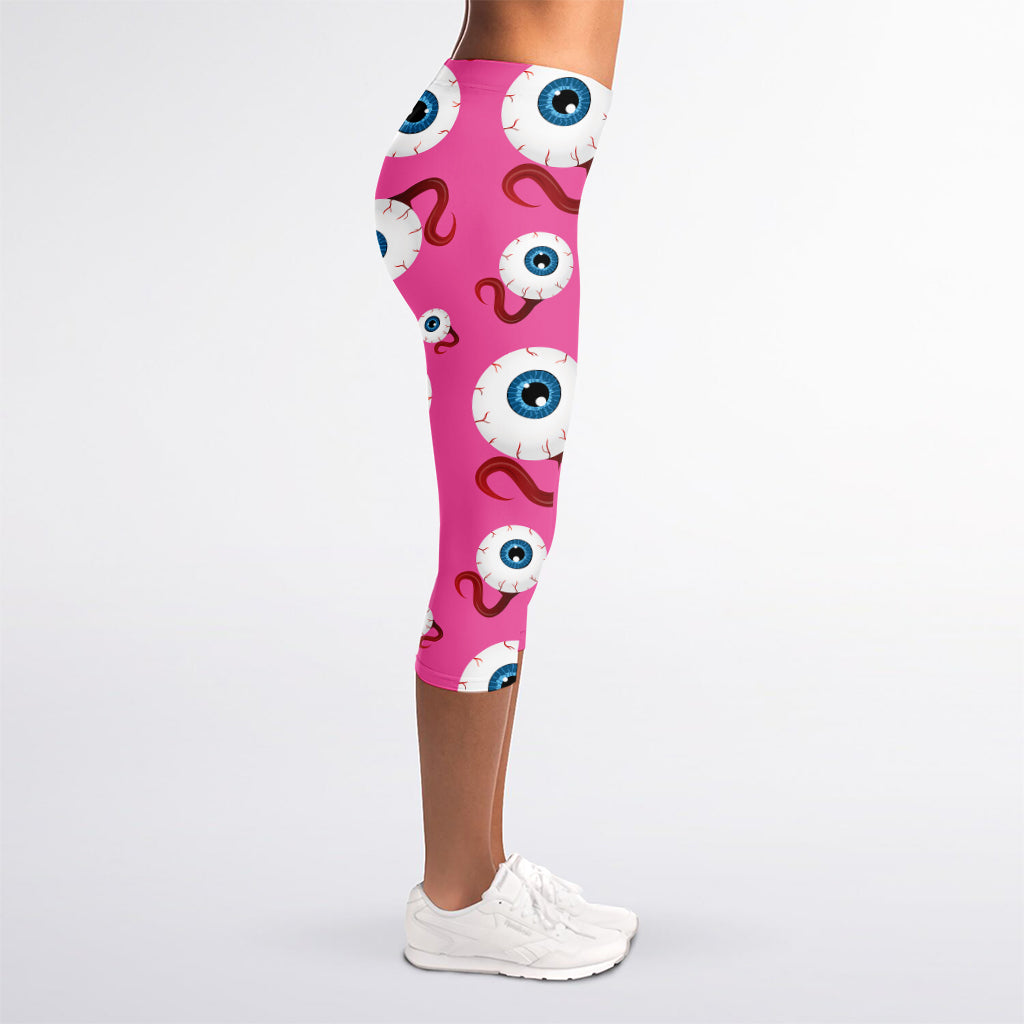 Human Eyeball Pattern Print Women's Capri Leggings