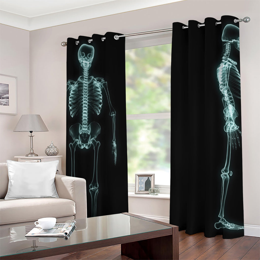 Human Skeleton X-Ray Print Grommet Curtains