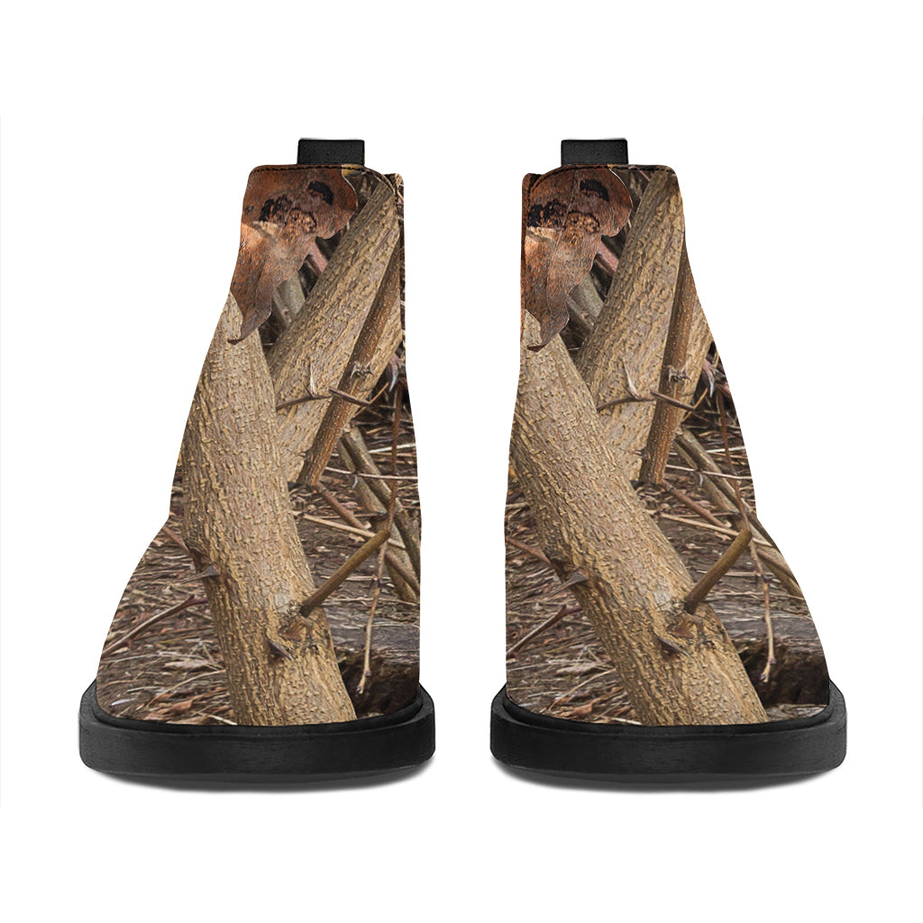 Hunting Camo Pattern Print Flat Ankle Boots