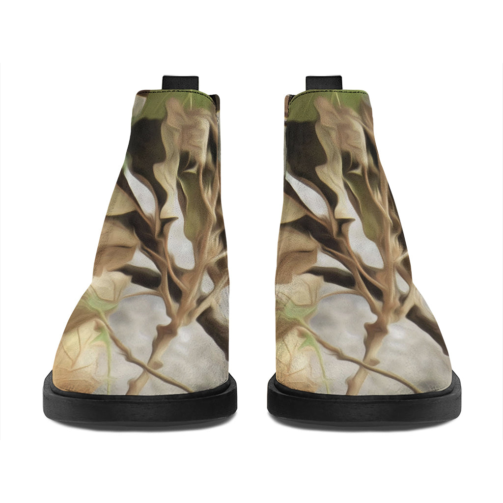 Hunting Camouflage Pattern Print Flat Ankle Boots