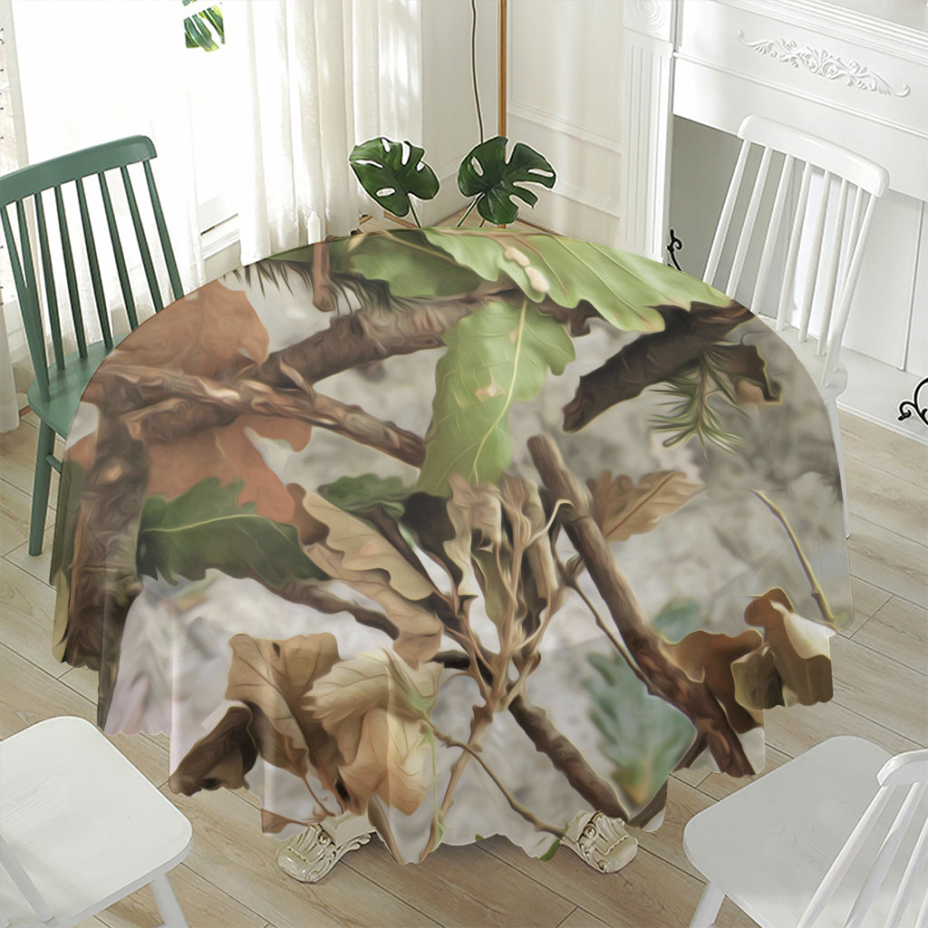 Hunting Camouflage Pattern Print Waterproof Round Tablecloth