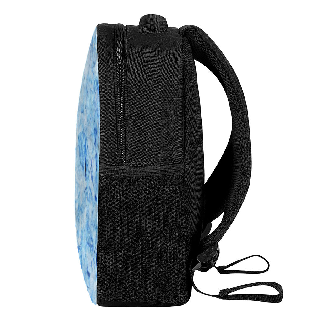 Ice Blue Marble Print Casual Backpack