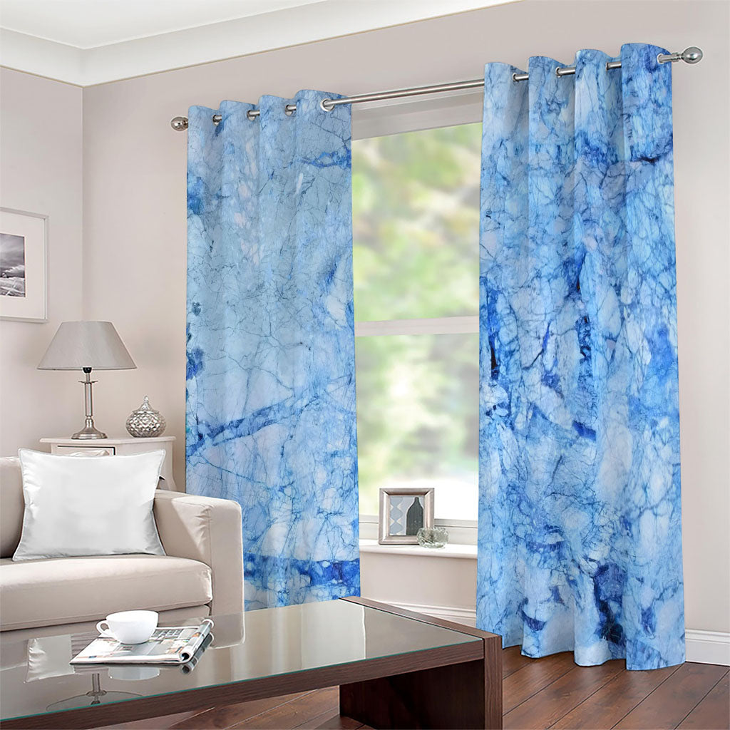 Ice Blue Marble Print Extra Wide Grommet Curtains