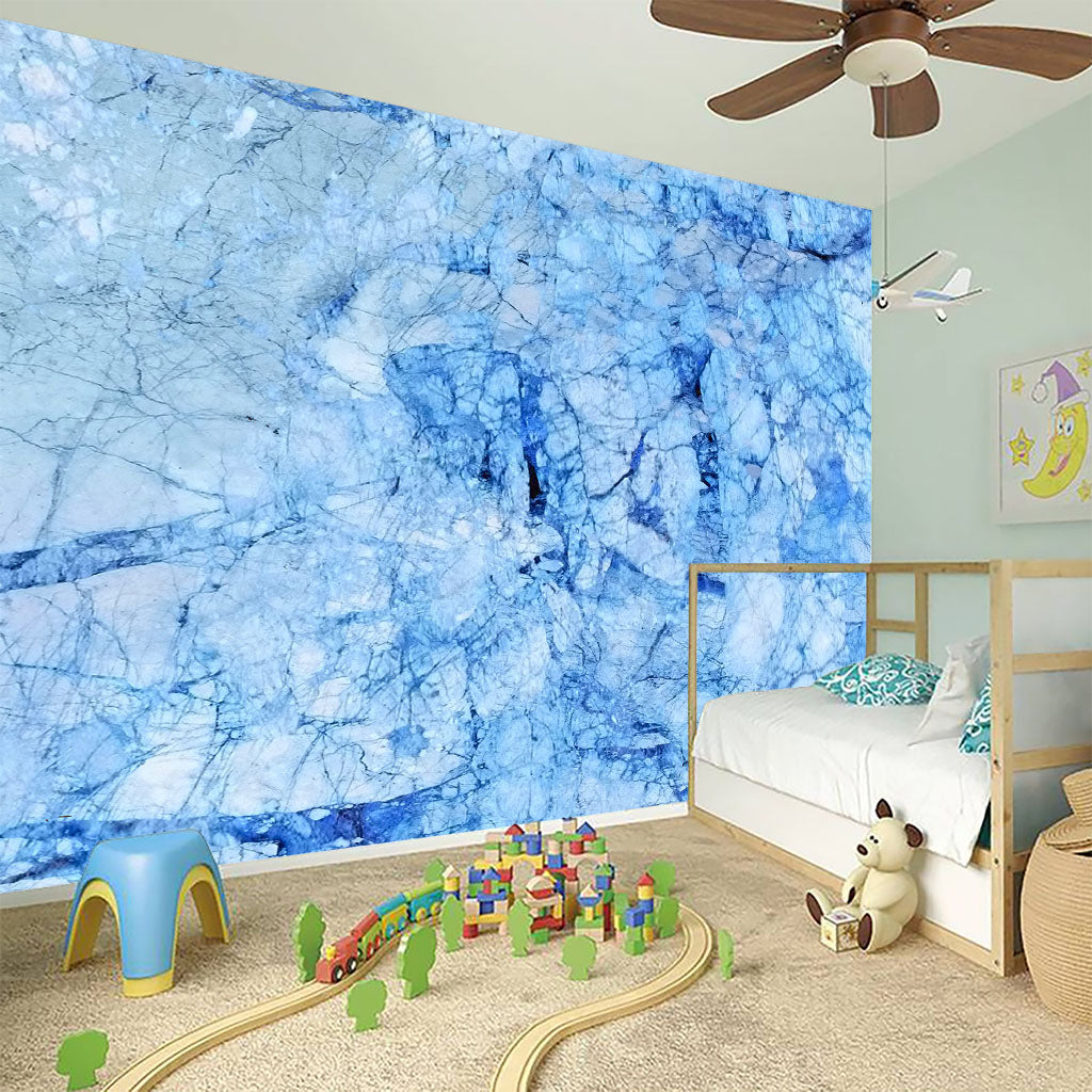 Ice Blue Marble Print Wall Sticker