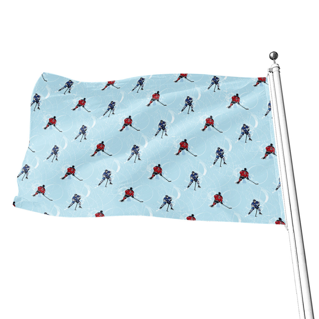 Ice Hockey Players Pattern Print Flag