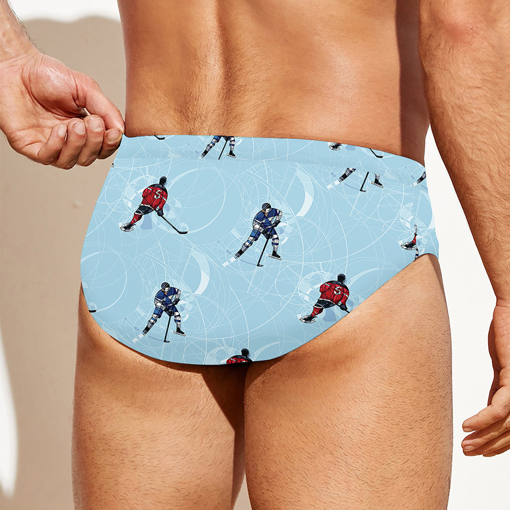 Ice Hockey Players Pattern Print Men's Swim Briefs