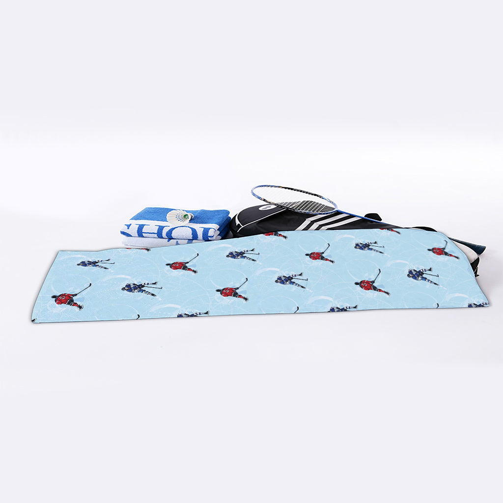 Ice Hockey Players Pattern Print Sports Towel