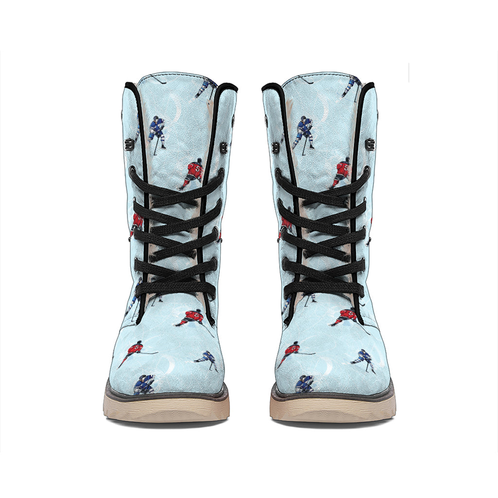 Ice Hockey Players Pattern Print Winter Boots