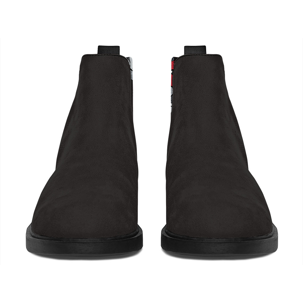 Ice Hockey Skates Print Flat Ankle Boots