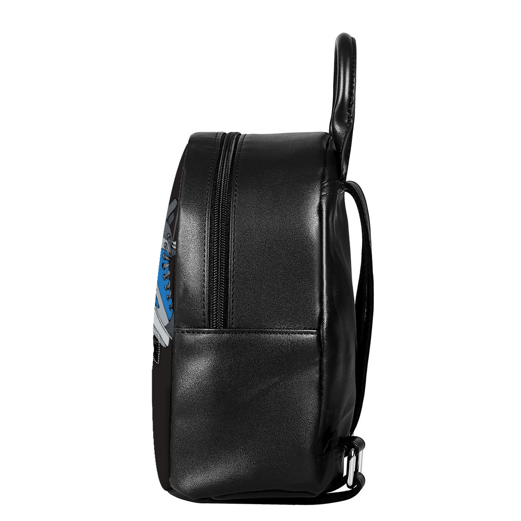 Ice Hockey Skates Print Leather Backpack