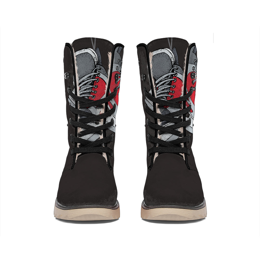 Ice Hockey Skates Print Winter Boots