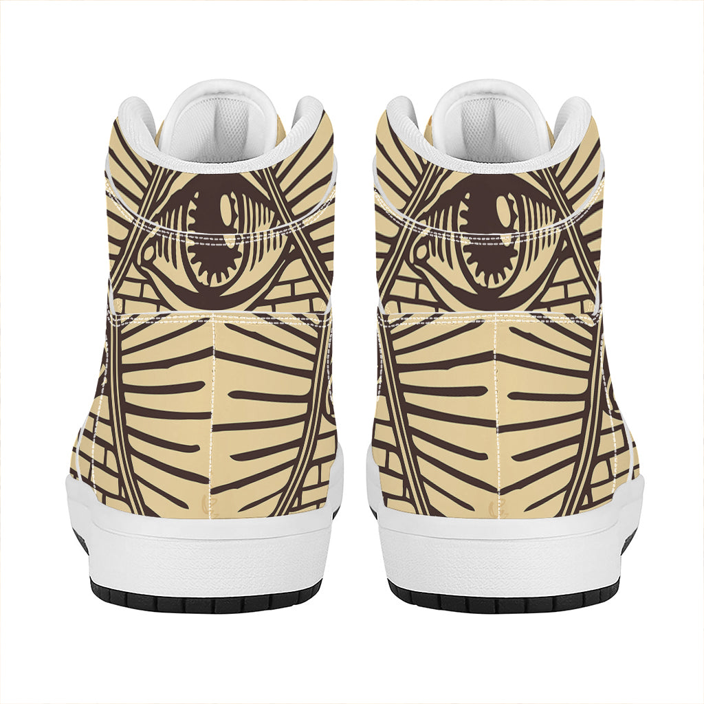 Illuminati Eye Print High Top Leather Sneakers