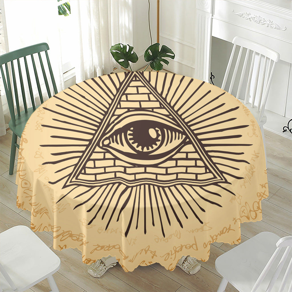 Illuminati Eye Print Waterproof Round Tablecloth