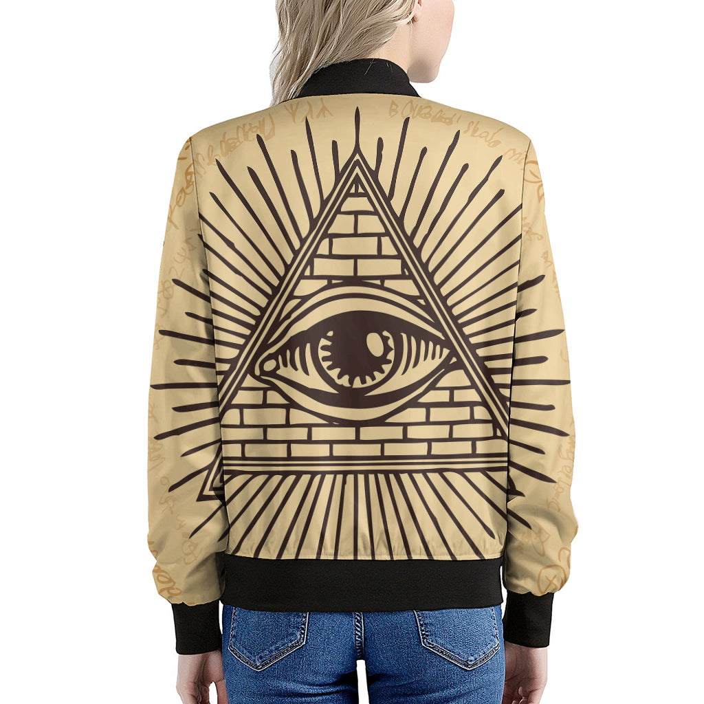 Illuminati Eye Print Women's Bomber Jacket