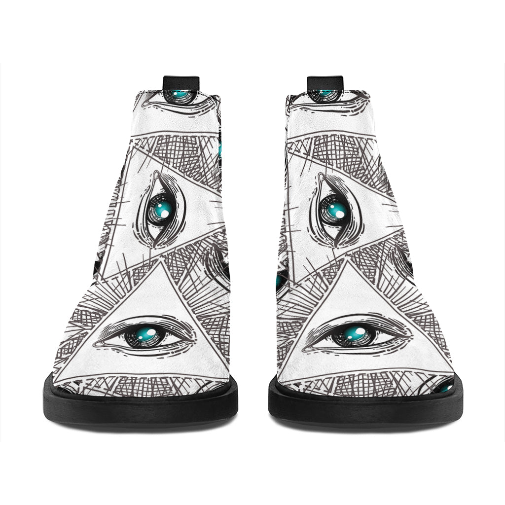 Illuminati Pattern Print Flat Ankle Boots
