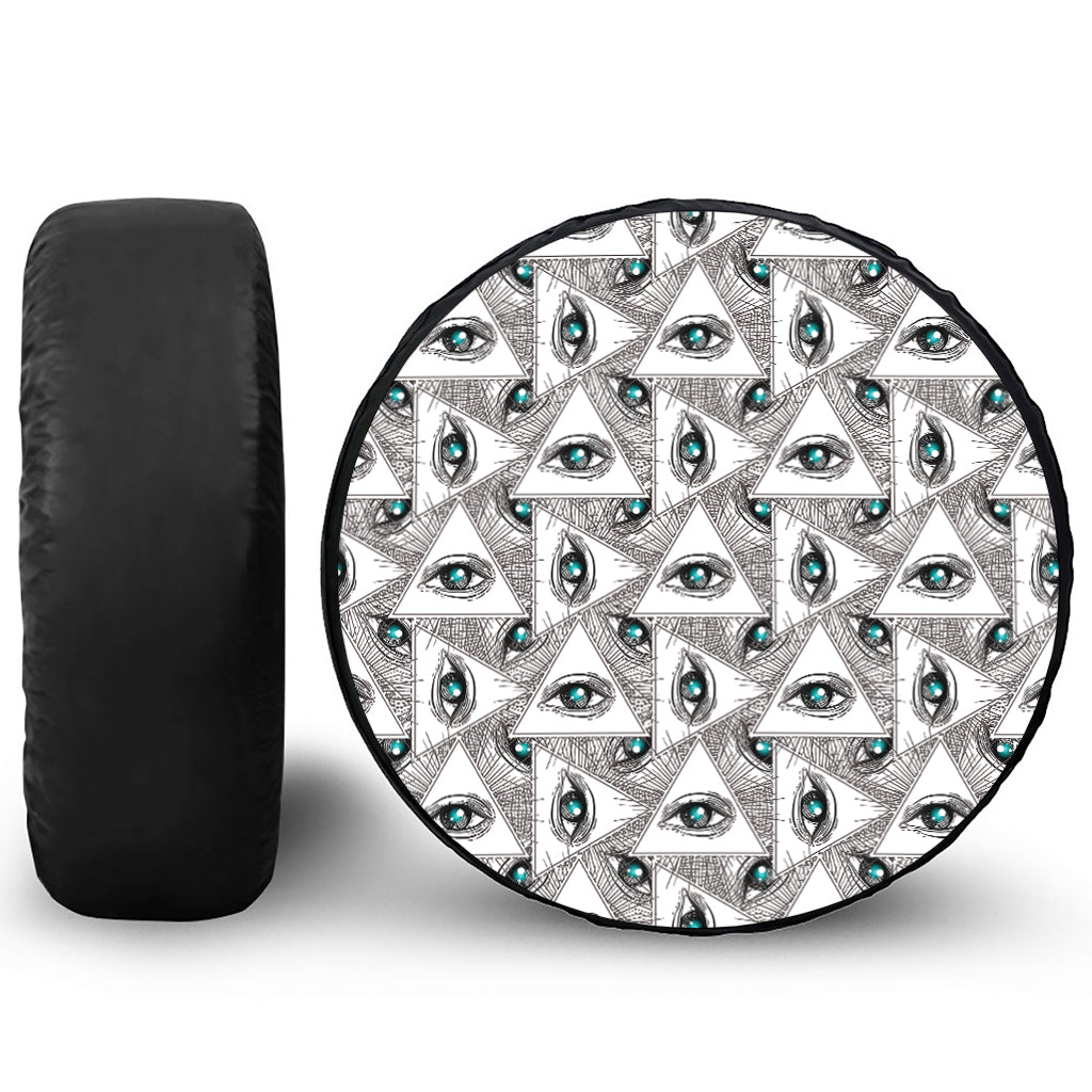 Illuminati Pattern Print Leather Spare Tire Cover