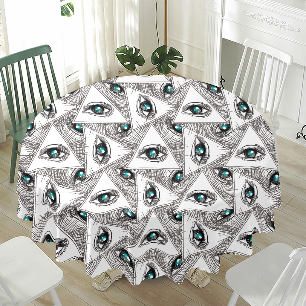 Illuminati Pattern Print Waterproof Round Tablecloth