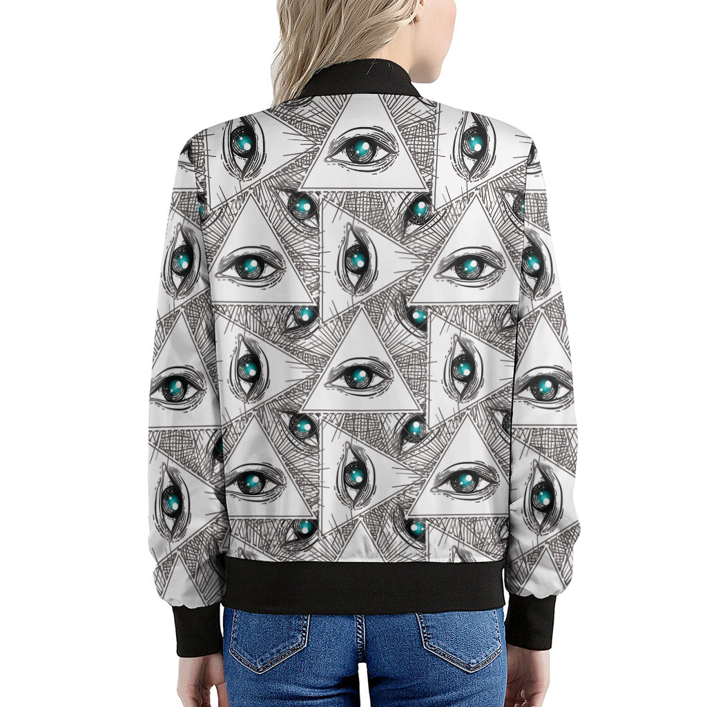 Illuminati Pattern Print Women's Bomber Jacket