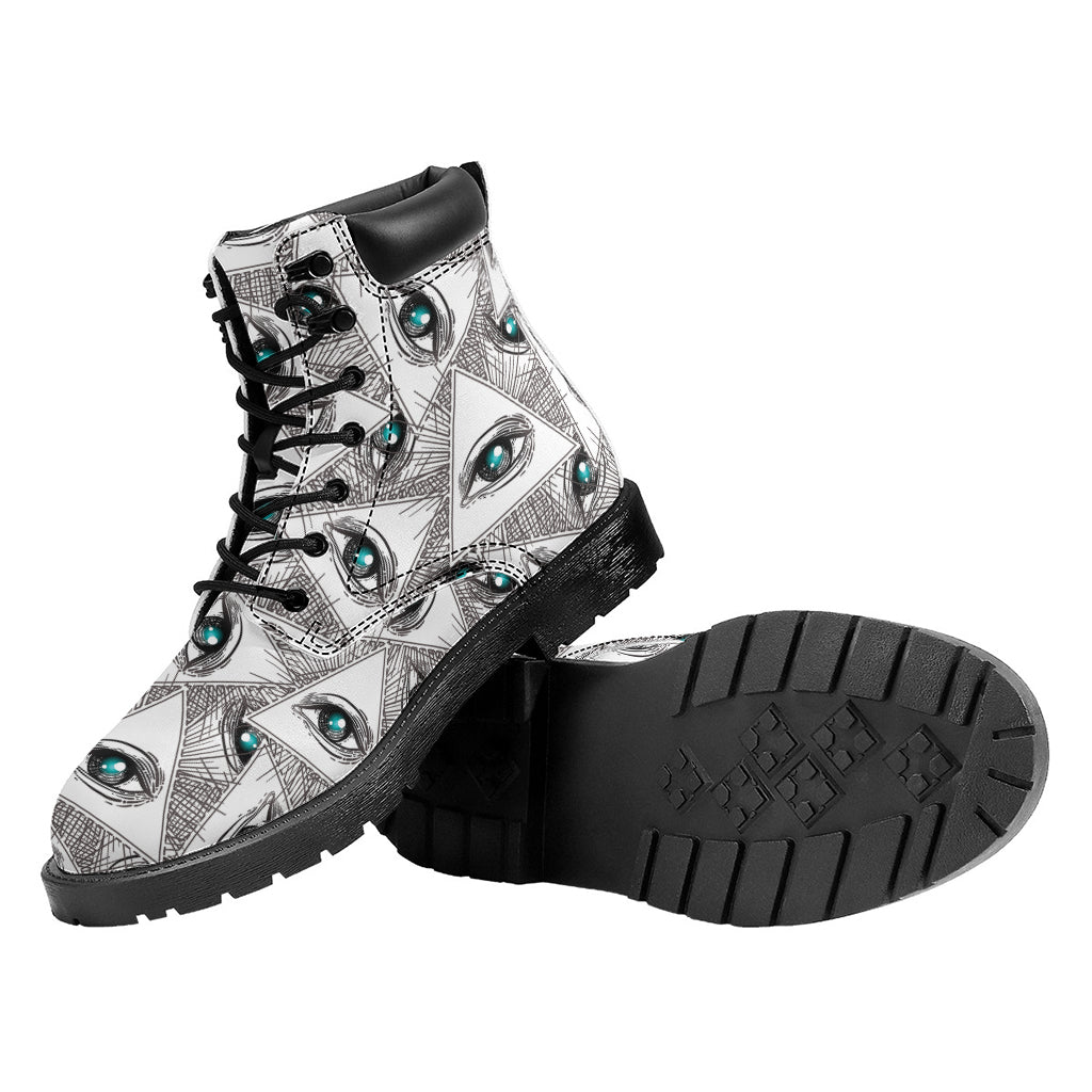 Illuminati Pattern Print Work Boots