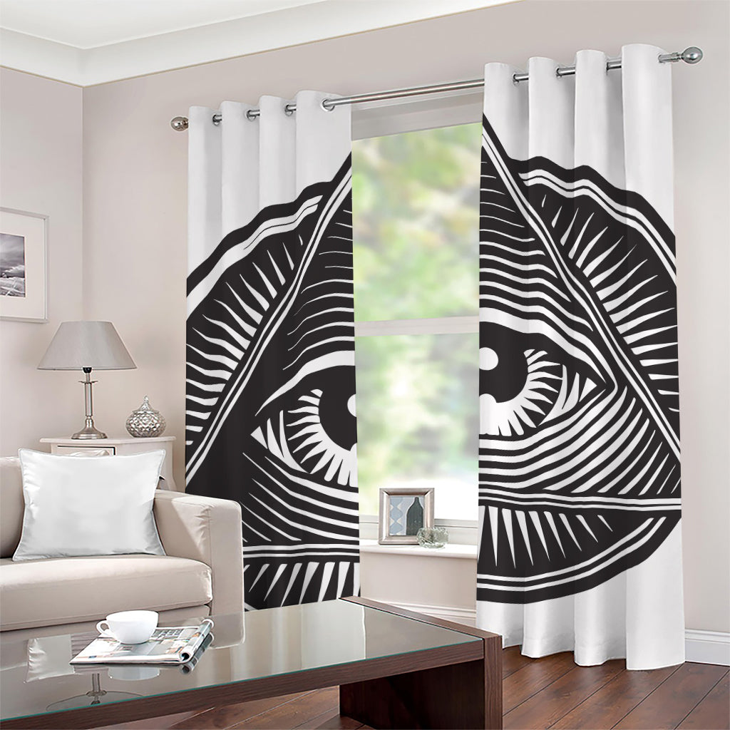 Illuminati Symbol Print Grommet Curtains
