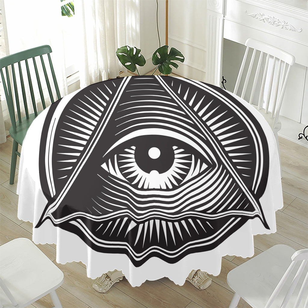 Illuminati Symbol Print Waterproof Round Tablecloth
