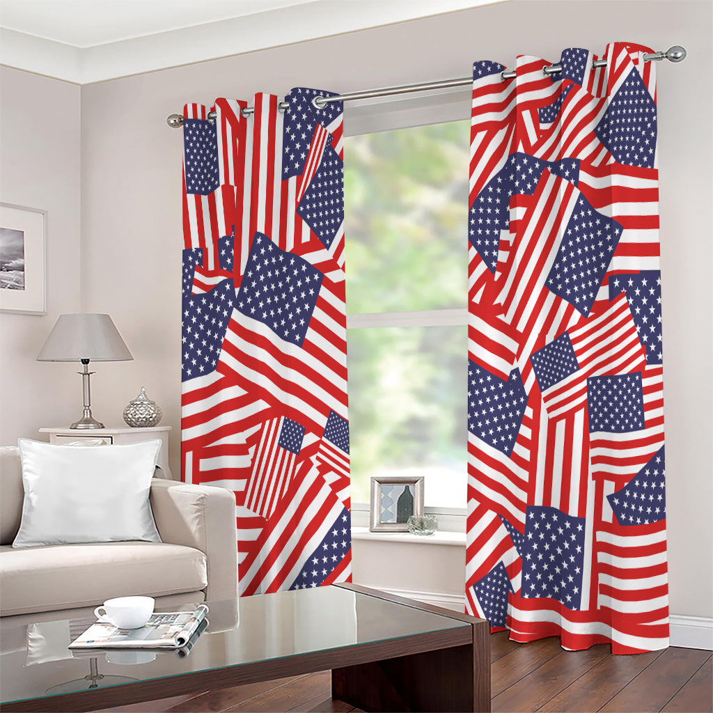 Independence Day USA Flag Pattern Print Extra Wide Grommet Curtains