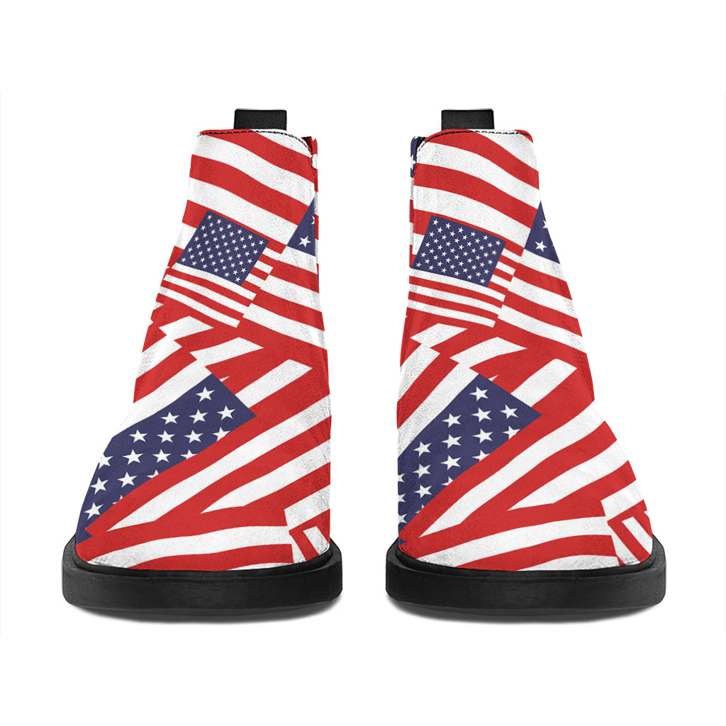 Independence Day USA Flag Pattern Print Flat Ankle Boots
