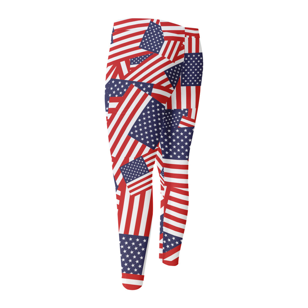 Independence Day USA Flag Pattern Print Men's Compression Pants