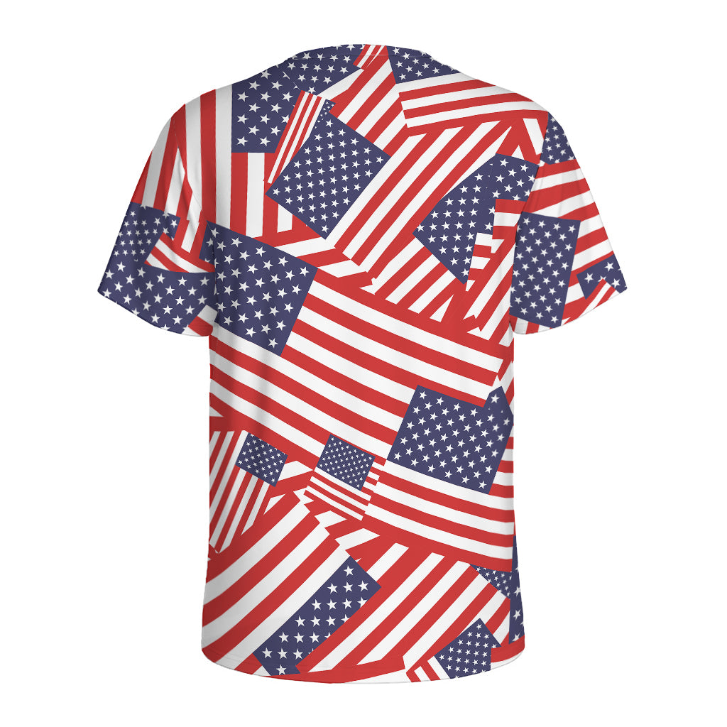 Independence Day USA Flag Pattern Print Men's Sports T-Shirt