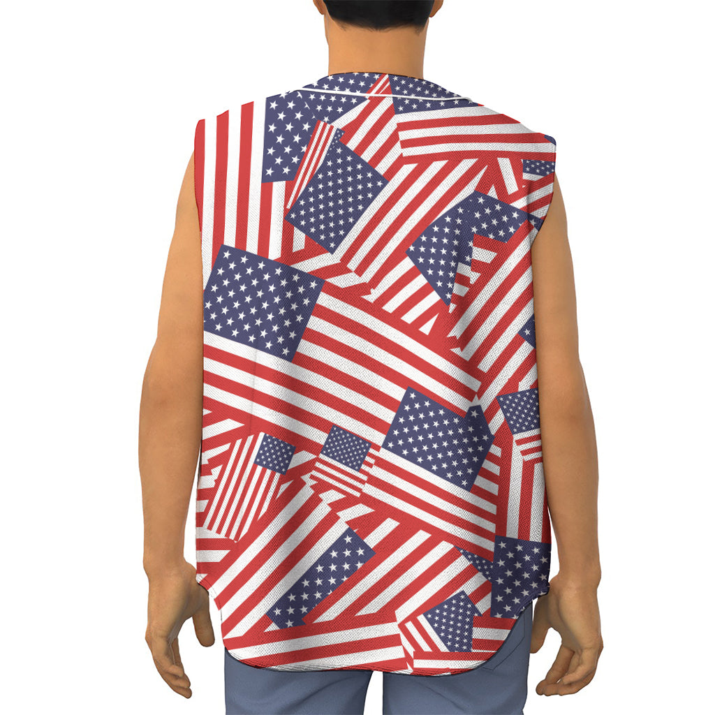 Independence Day USA Flag Pattern Print Sleeveless Baseball Jersey