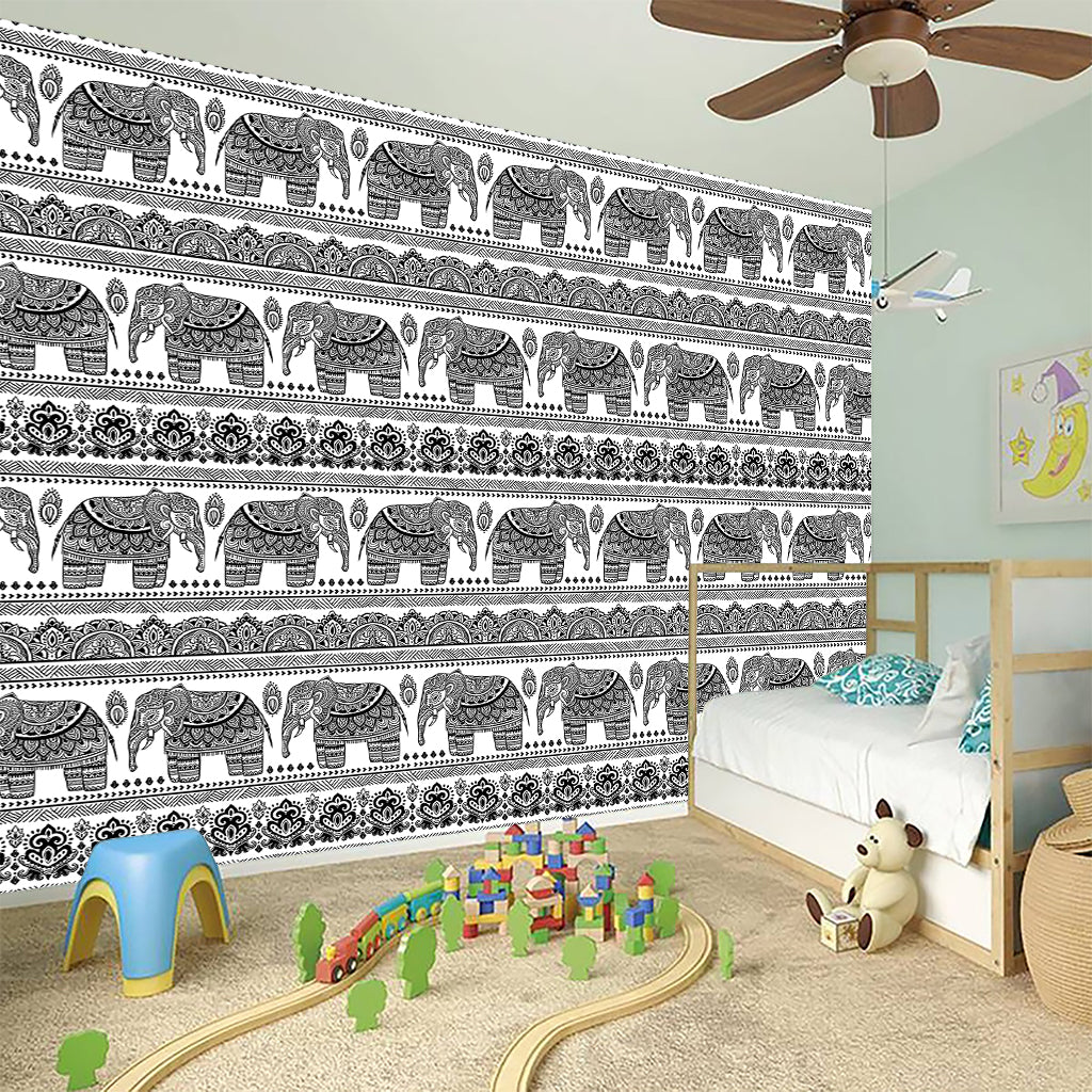 Indian Bohemian Elephant Pattern Print Wall Sticker