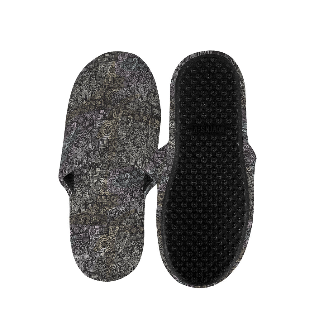 Indian Boho Elephant Pattern Print Slippers