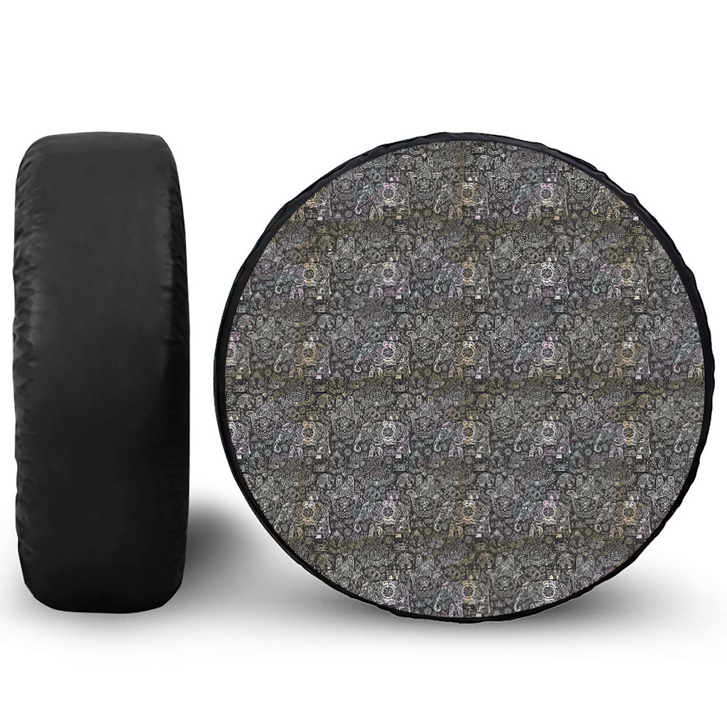Indian Boho Elephant Pattern Print Tire Cover