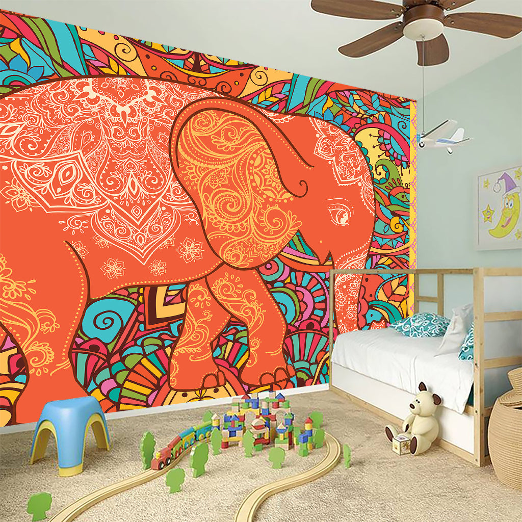 Indian Boho Hippie Elephant Print Wall Sticker