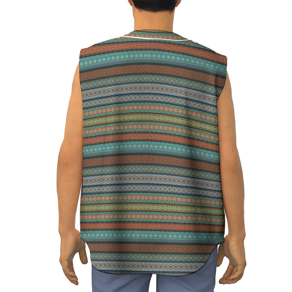 Indian Ethnic Pattern Print Sleeveless Baseball Jersey