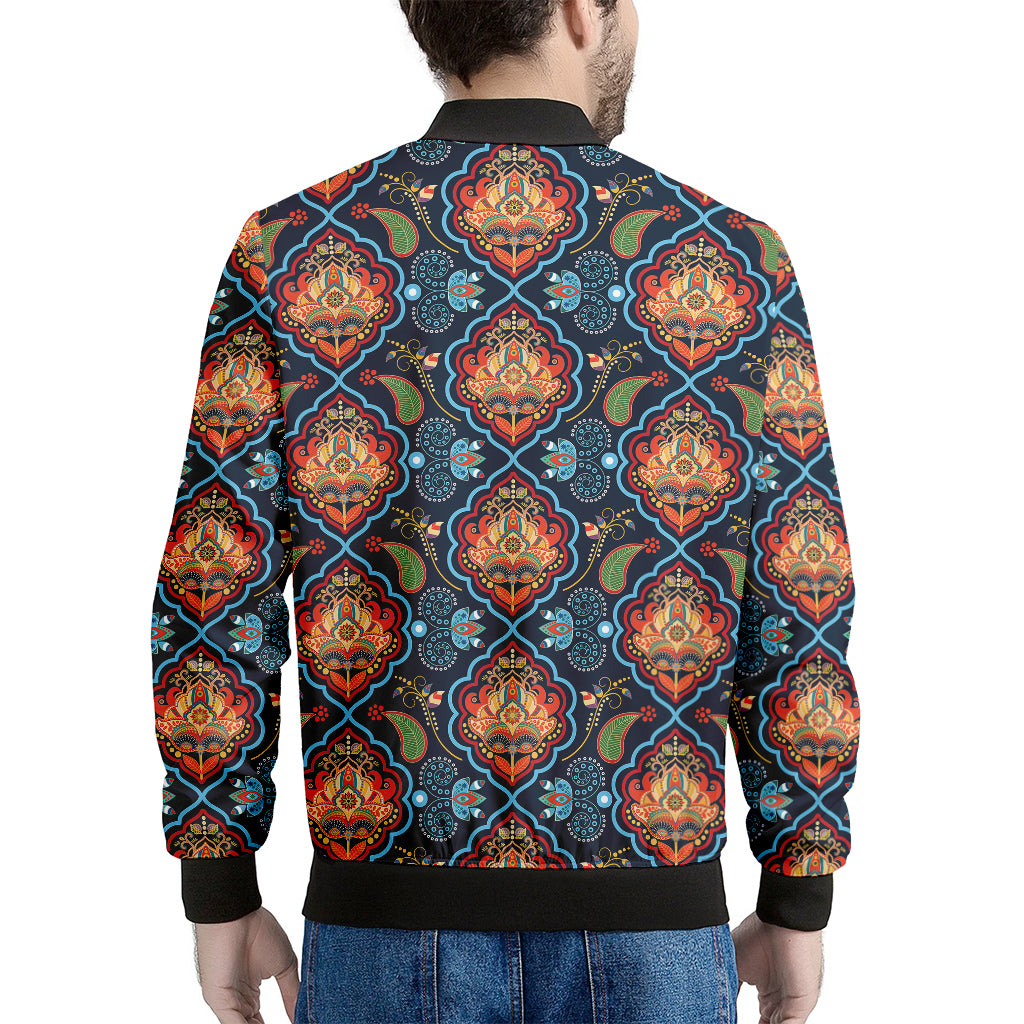 Indian Floral Paisley Pattern Print Men's Bomber Jacket